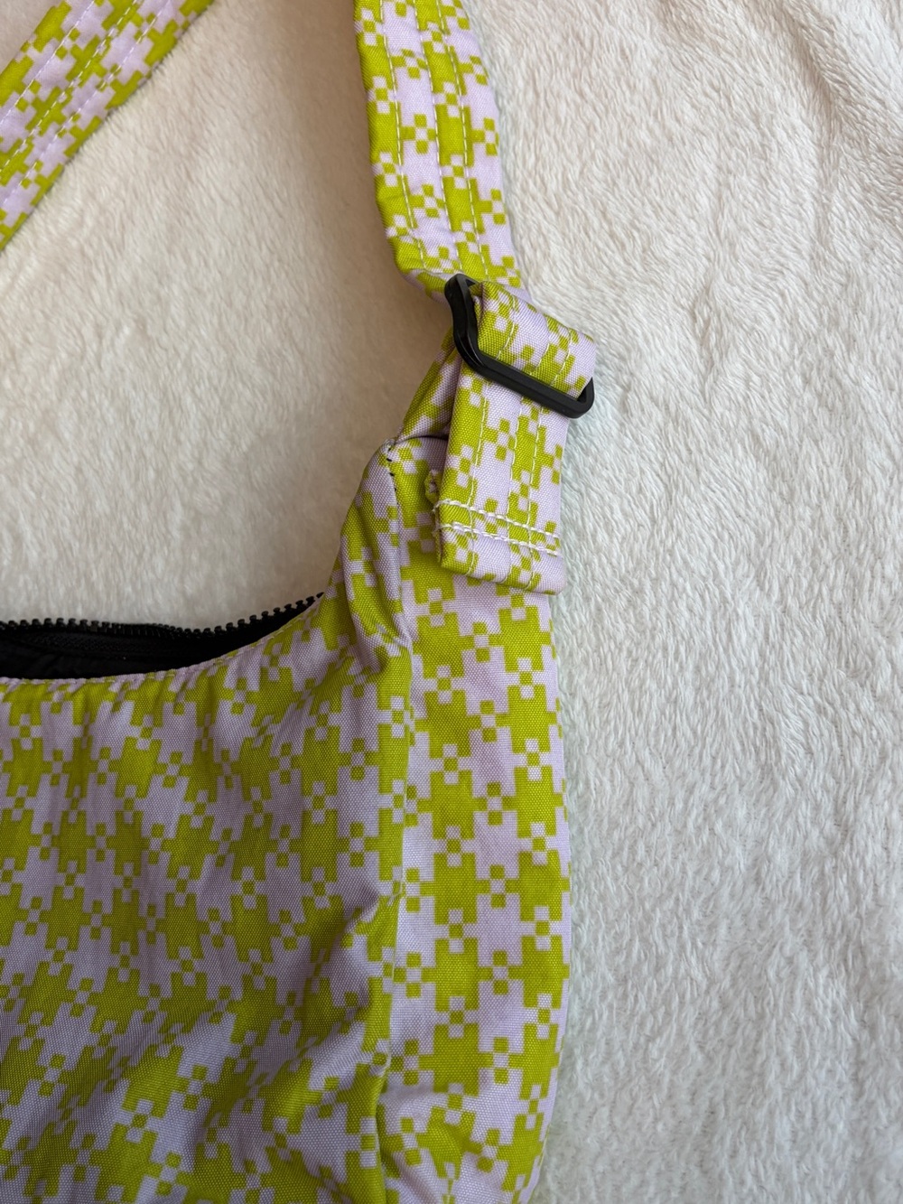 BAGGU Green & Lavender Houndstooth Shoulder Bag - Picture 3 of 6